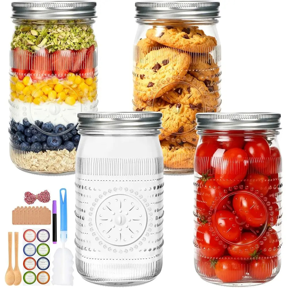 Glass Canning Jars With Airtight Lids For Pickling And Preserving