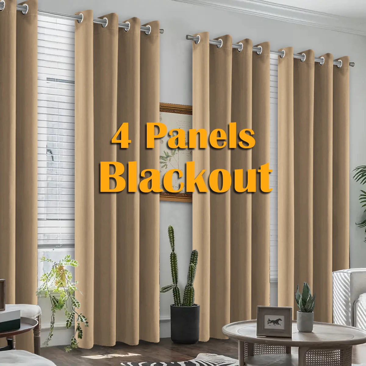 Blackout Curtains 4-Piece Heat Insulated Grommet Set For Bedroom