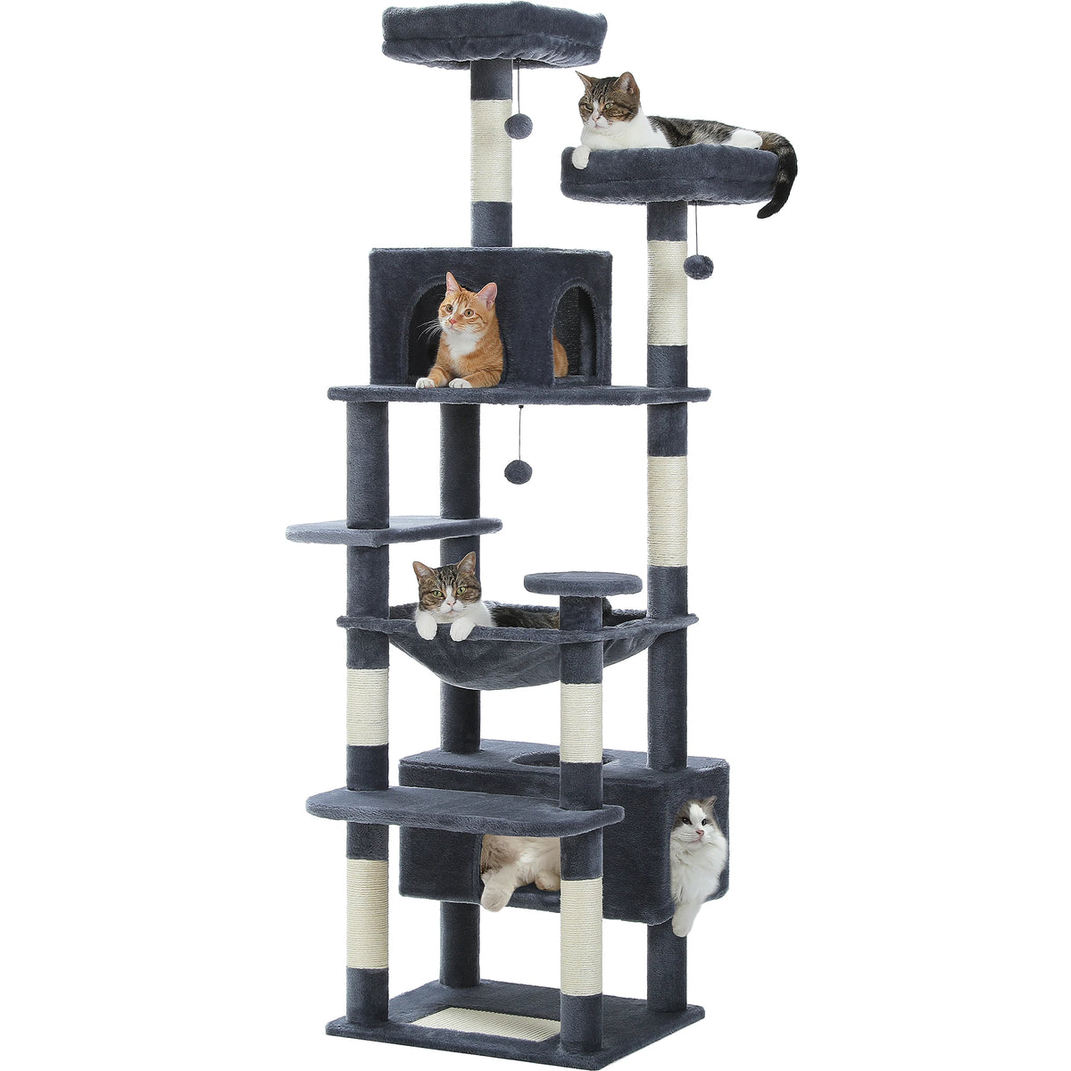 PEQULTI Multilevel Cat Tree Tower With Scratching Posts And Hammock