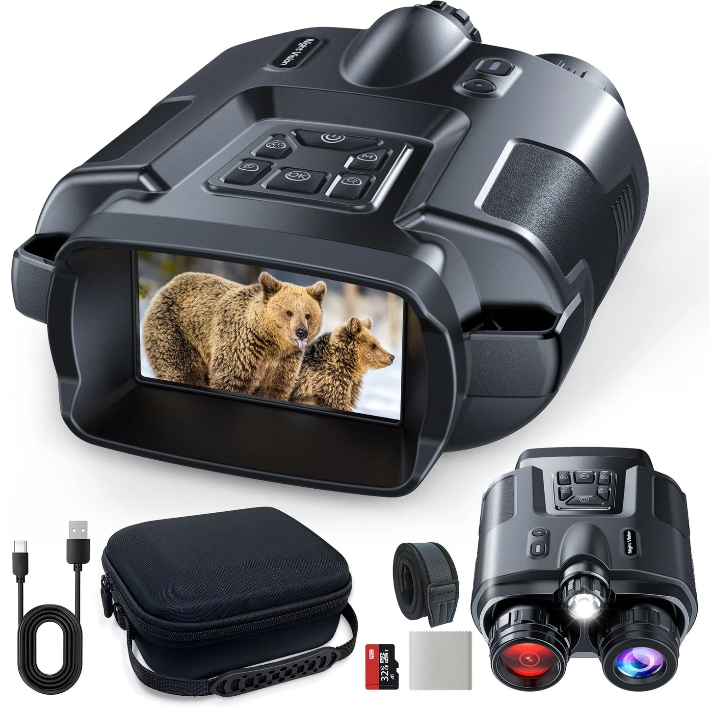 Letcmoi 4K Night Vision Binoculars With Tactical Light For Hunting