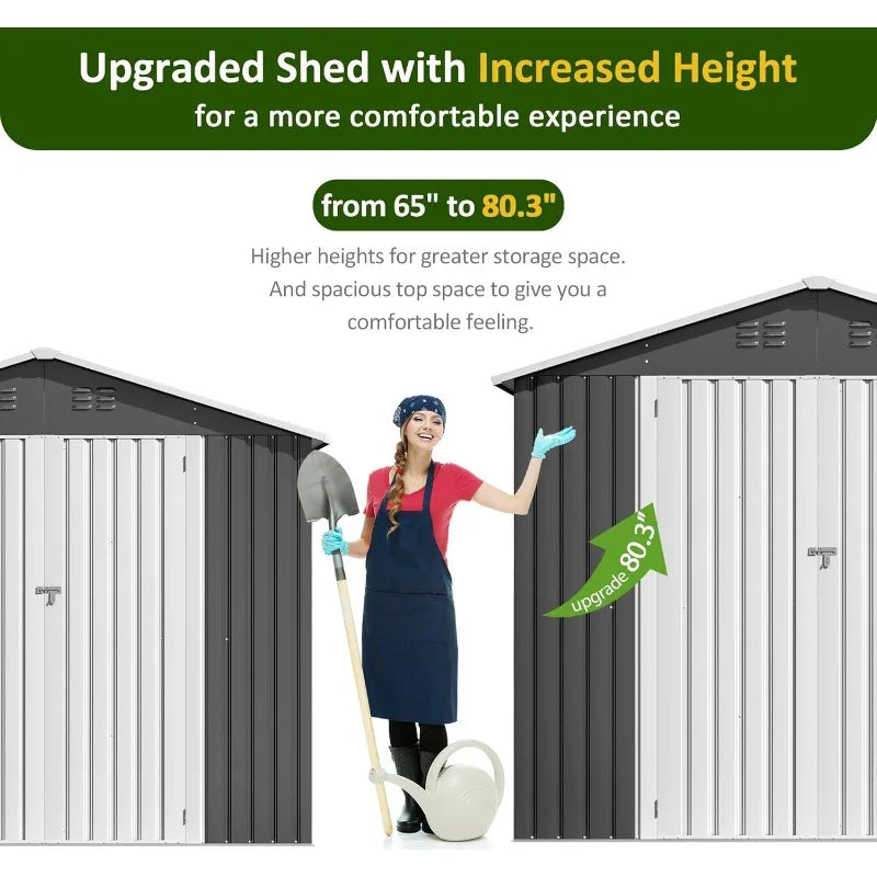 DAUSOLA Outdoor Storage Shed Metal Tool Shed With Lockable Doors