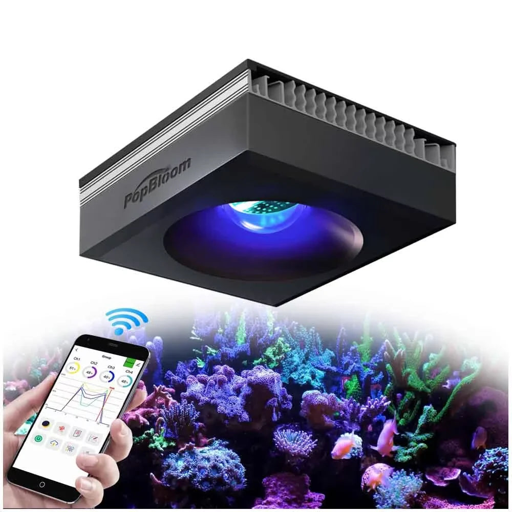 PopBloom RL90 RL180 WiFi Full Spectrum Marine LED light, Saltwater Aquarium Led Lamp for Reef Coral SPS/LPS Marine Aquarium Tank