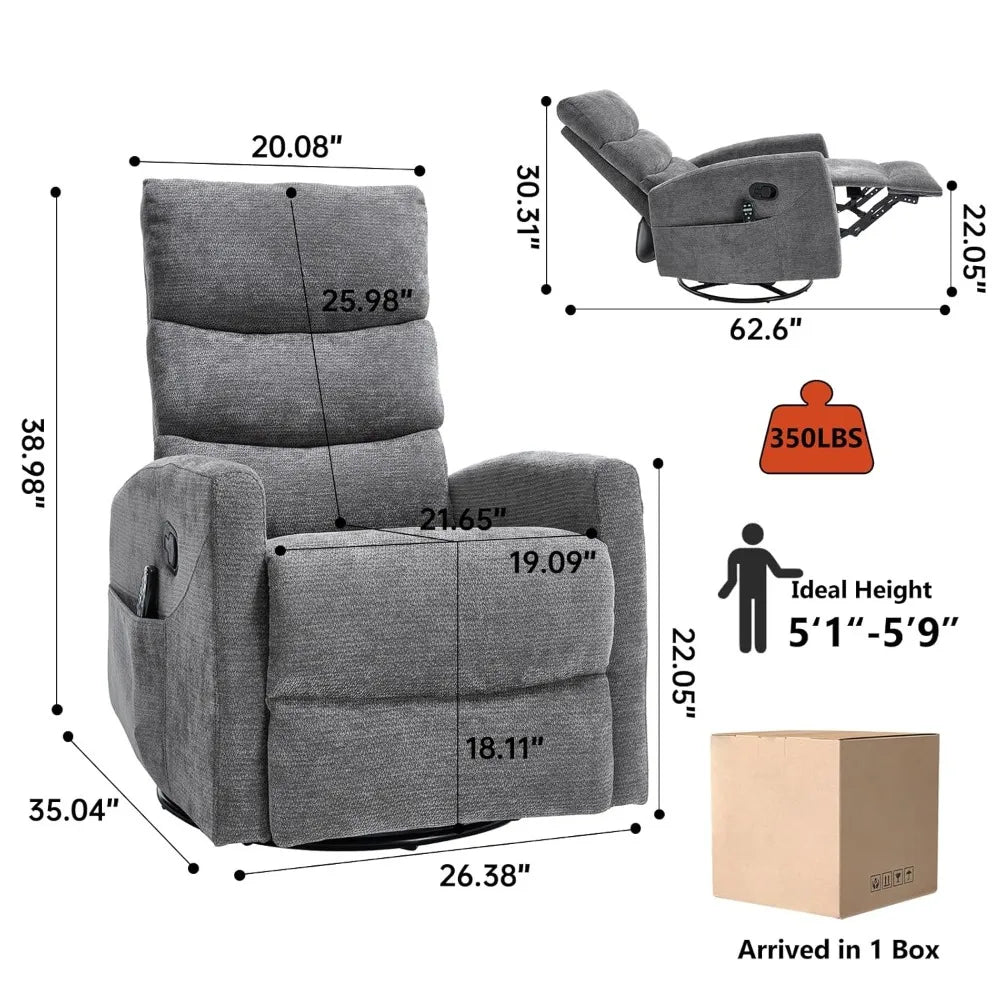 360° Swivel Rocker Recliner with Heat & Vibration Massage, Glider Rocking Chair for Adults, Compact Recliner for, Customized