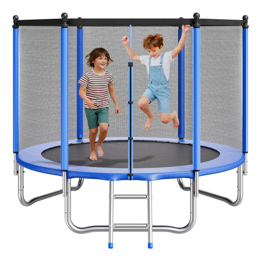 SucceBuy Outdoor Trampoline 8/10/12/14/15/16FT Round  Trampoline with Enclosure Net Anti-Rust Backyard Trampolines for Kid Adult