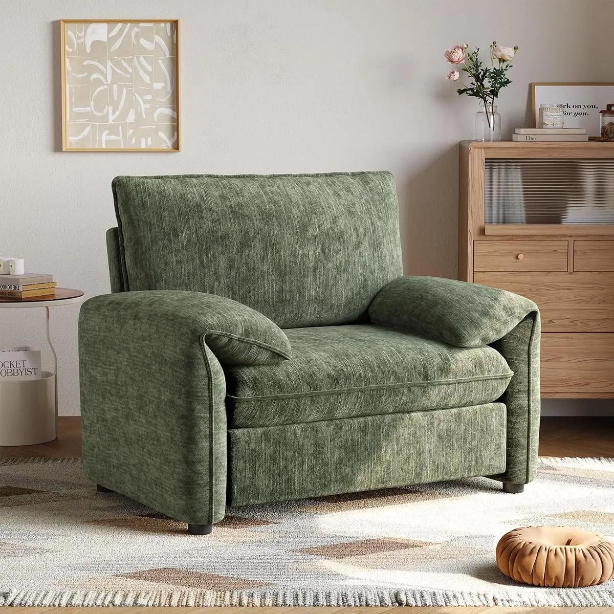 ONBRILL Plush Chenille Accent Chair Modern High Back Lounge Chair