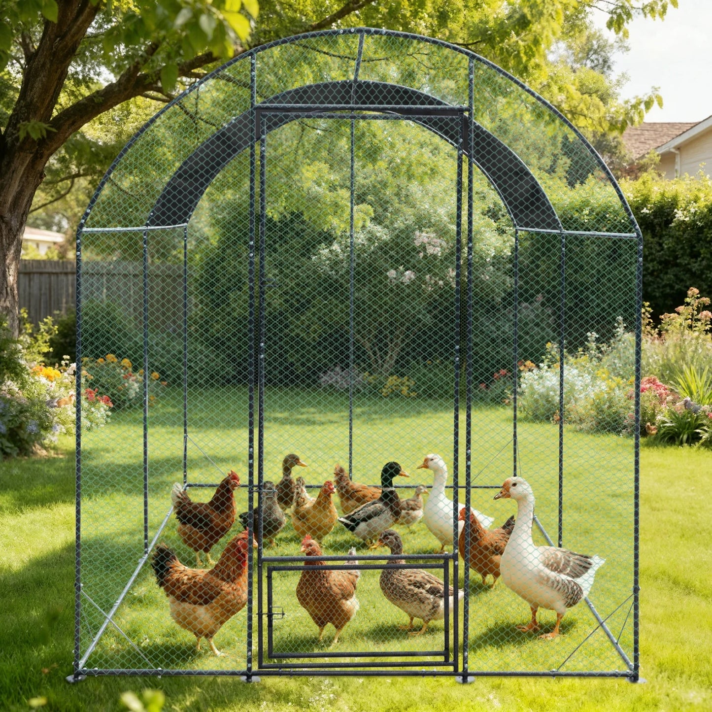 BINGOPAW Metal Chicken Coop Cage with Nylon Netting and Cover