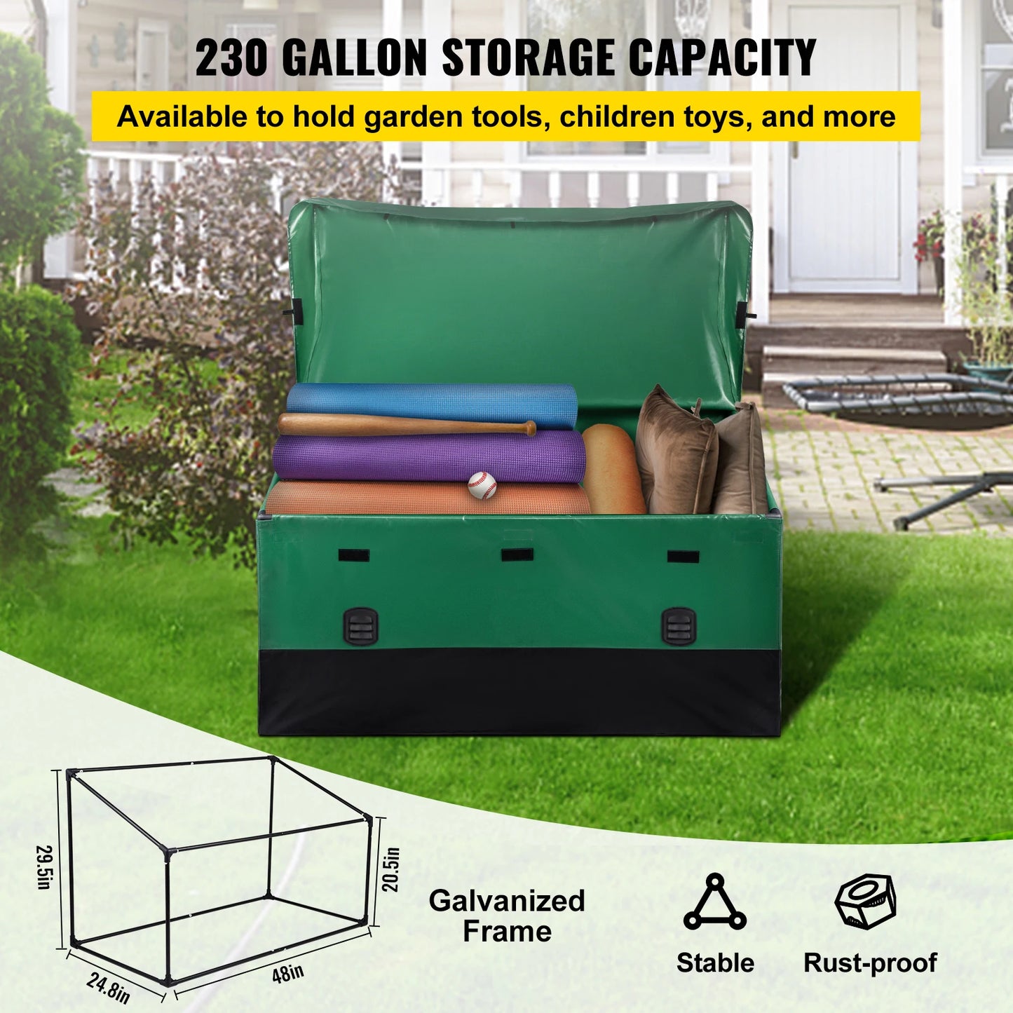 Outdoor Storage Box With Waterproof PE Tarpaulin And Durable Frame