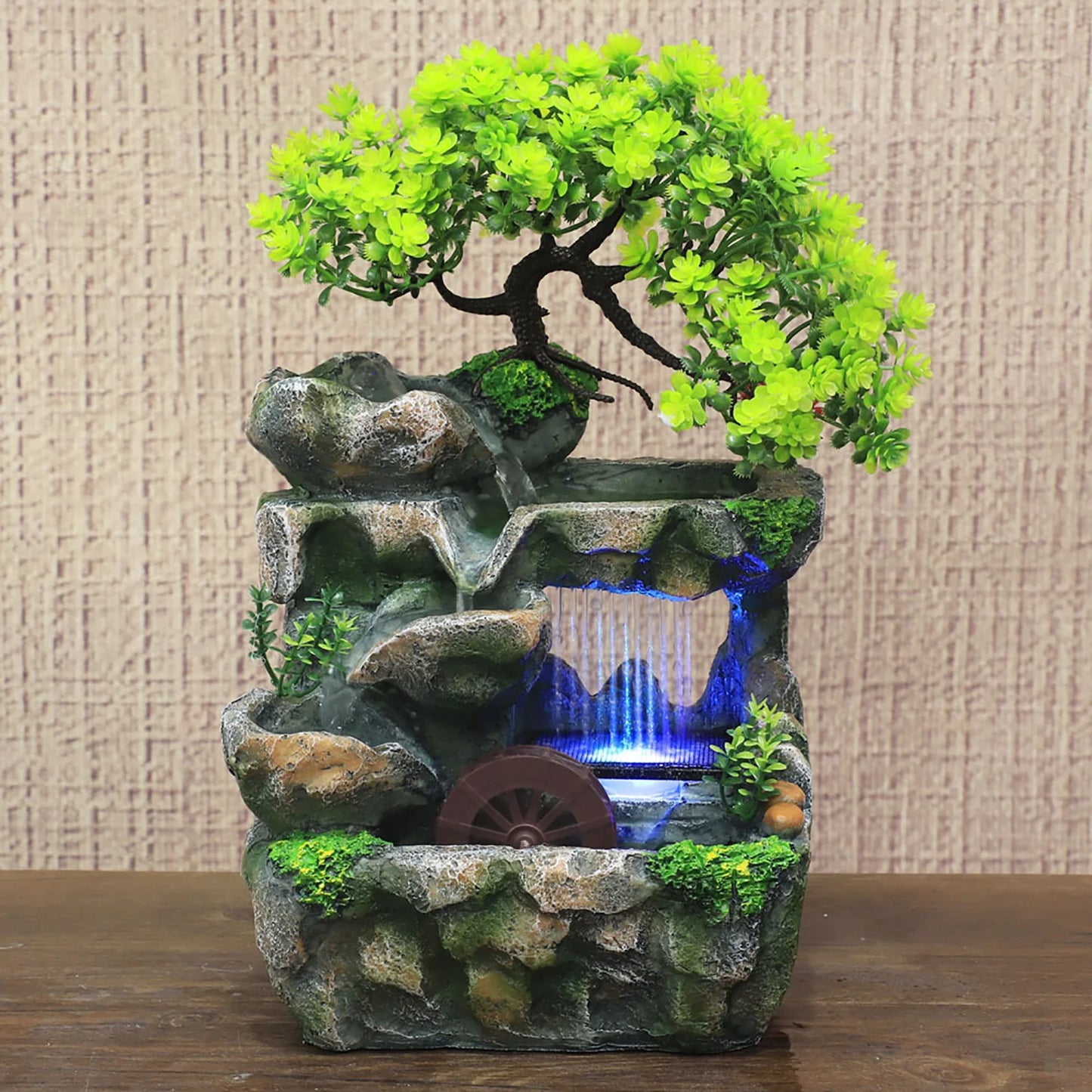 Indoor Room Waterfall Desktop Fountain Colour Changing Led Lighting Zen
