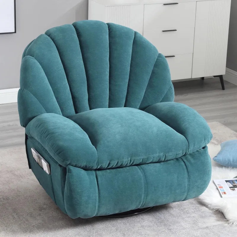 Power Recliner Chair With 360 Swivel And Storage Soft Fabric