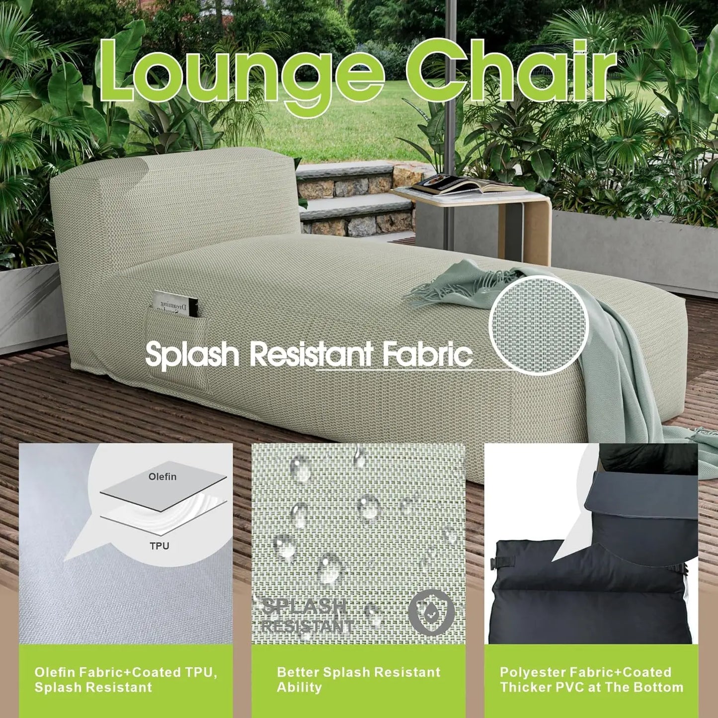 Outdoor Bean Bag Lounger Chair Water Resistant Patio Daybed