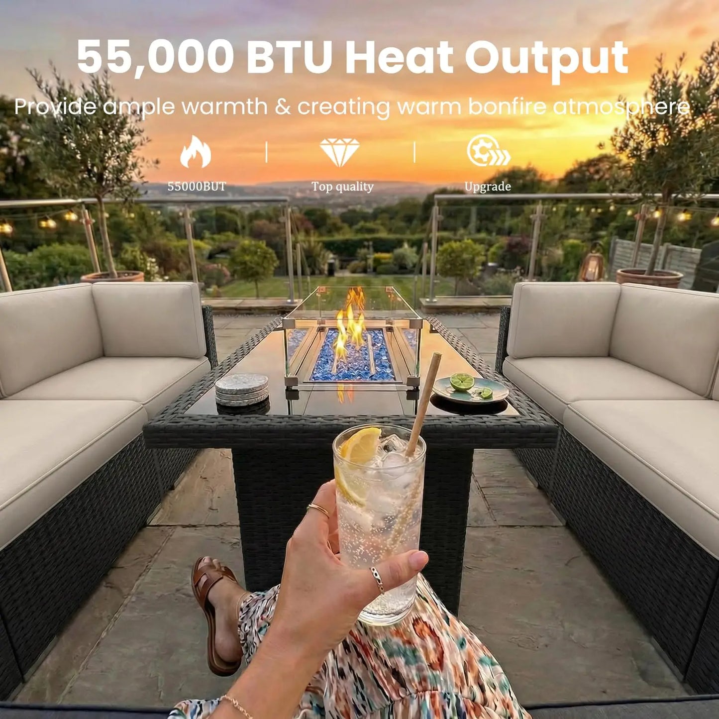 Xiaolang Modern Outdoor Patio Wicker Furniture Set With Fire Pit