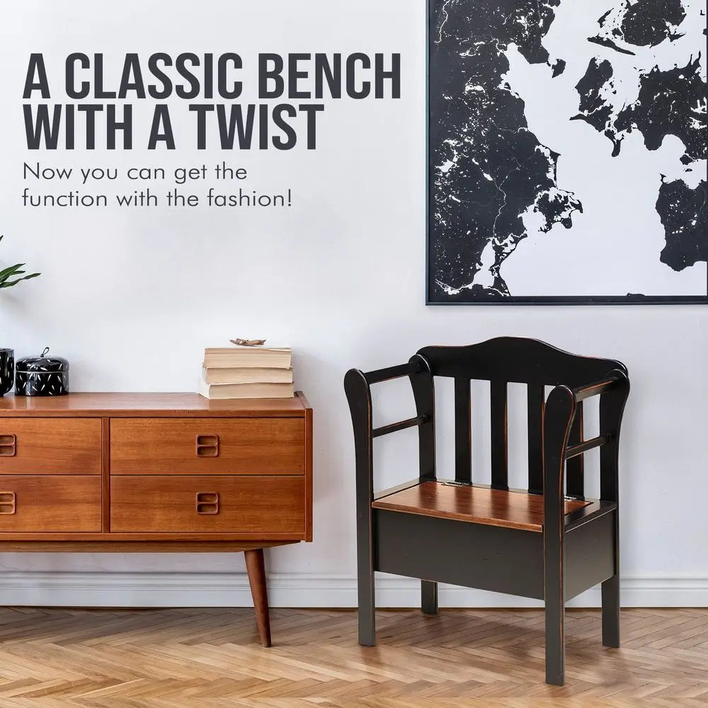 Classics Bench with Storage Small Wooden Storage Bench for Entryway, Hallway, Mudroom, Farmhouse, Bedroom, amp Living Room, Ami