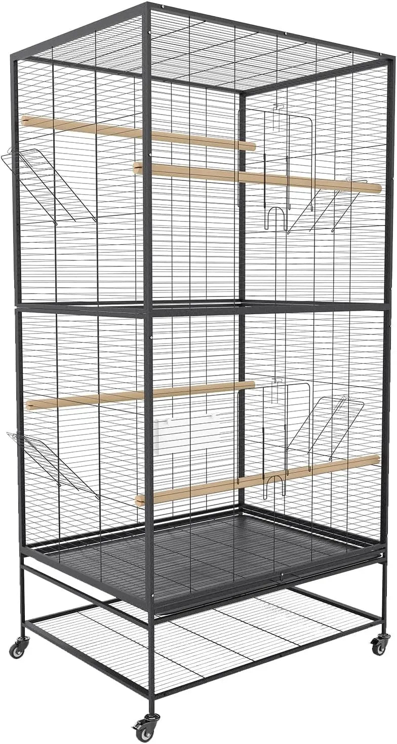Studyset Parrot Parakeet Cage Wrought Iron Rolling Stand