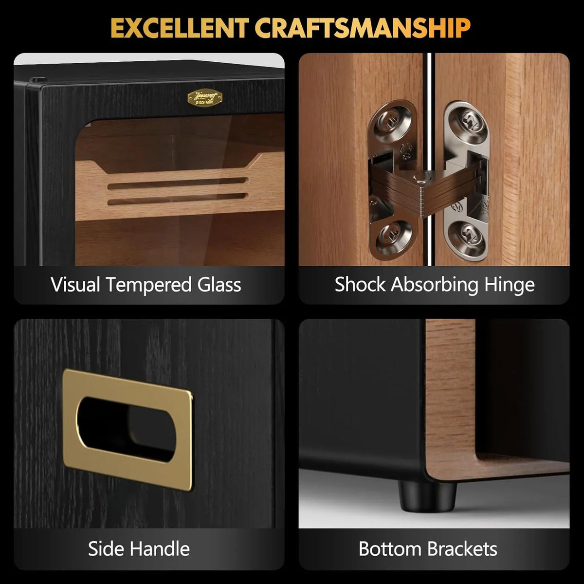 Tesonway Cigar Humidor Cabinet With Cedar Shelves And Hygrometer