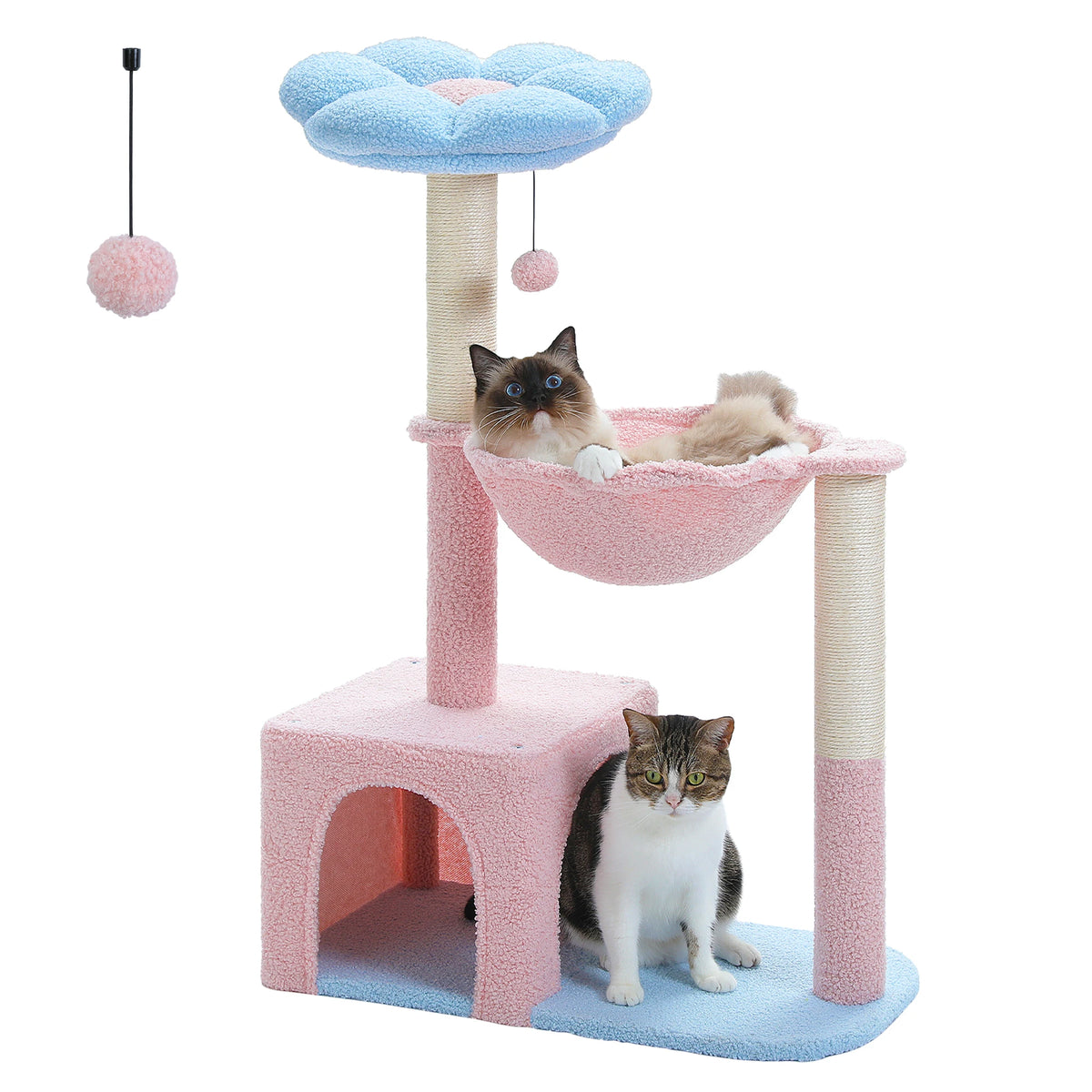 PETEPELA Flower Cat Tree With Hammock And Sisal Scratching Posts