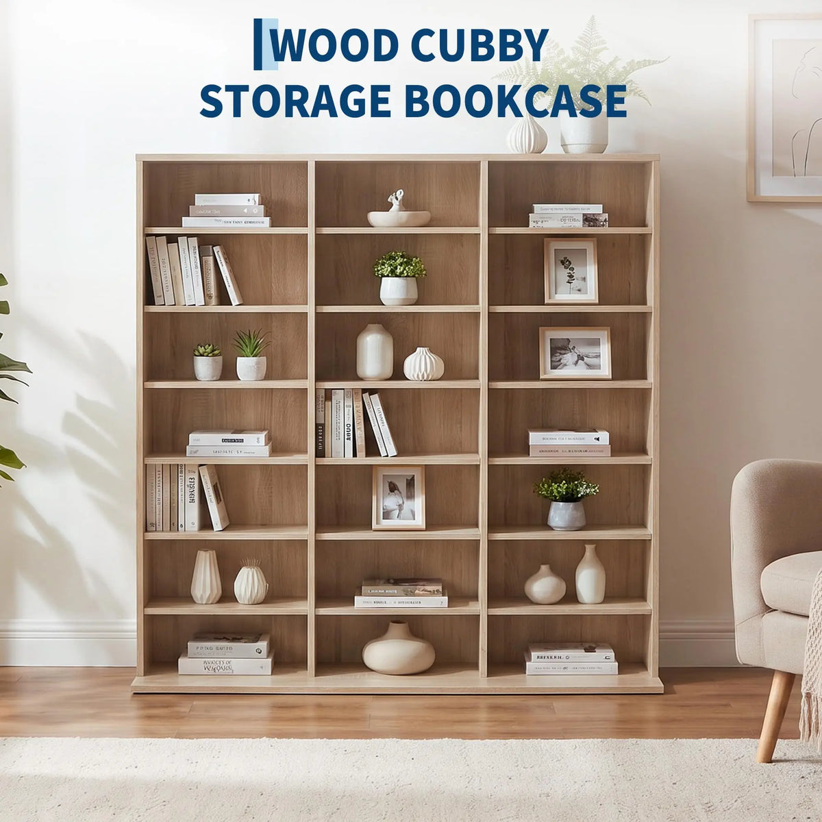 HiMISS 7 Tier Wooden Media Storage Tower For Home Office