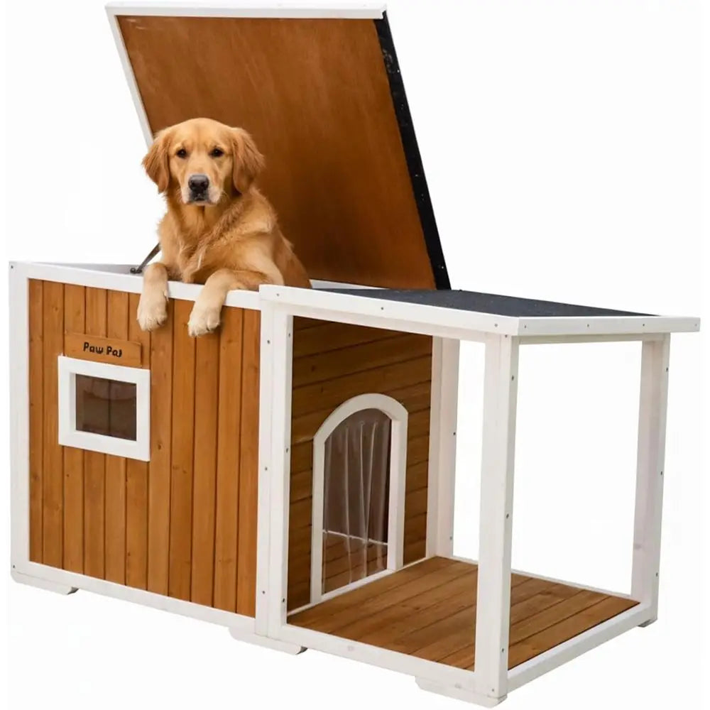Insulated Outdoor Dog House With Elevated Floor And Openable Roof