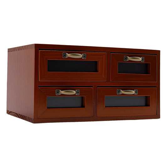 Wooden Desk Organizer With Drawers For Jewelry Cosmetics And Craft Supplies