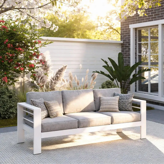 Ytyin 3 Seat Outdoor Aluminum Patio Sofa With Thick Cushions
