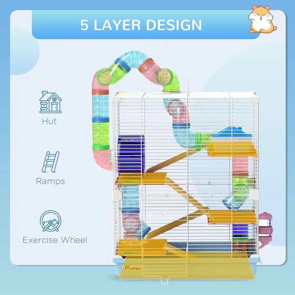 Five Tier Hamster Cage With Tubes Tunnels And Carry Handle
