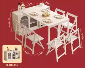Walnut Folding Dining Table, Retractable For Apartments