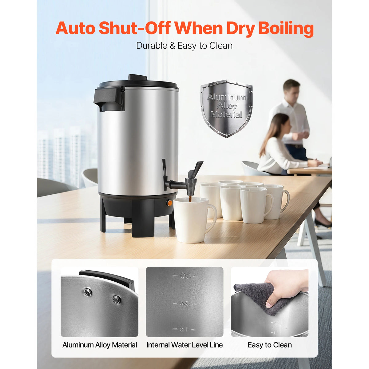 SucceBuy Commercial Coffee Urn Hot Beverage Dispenser With Dripless Faucet