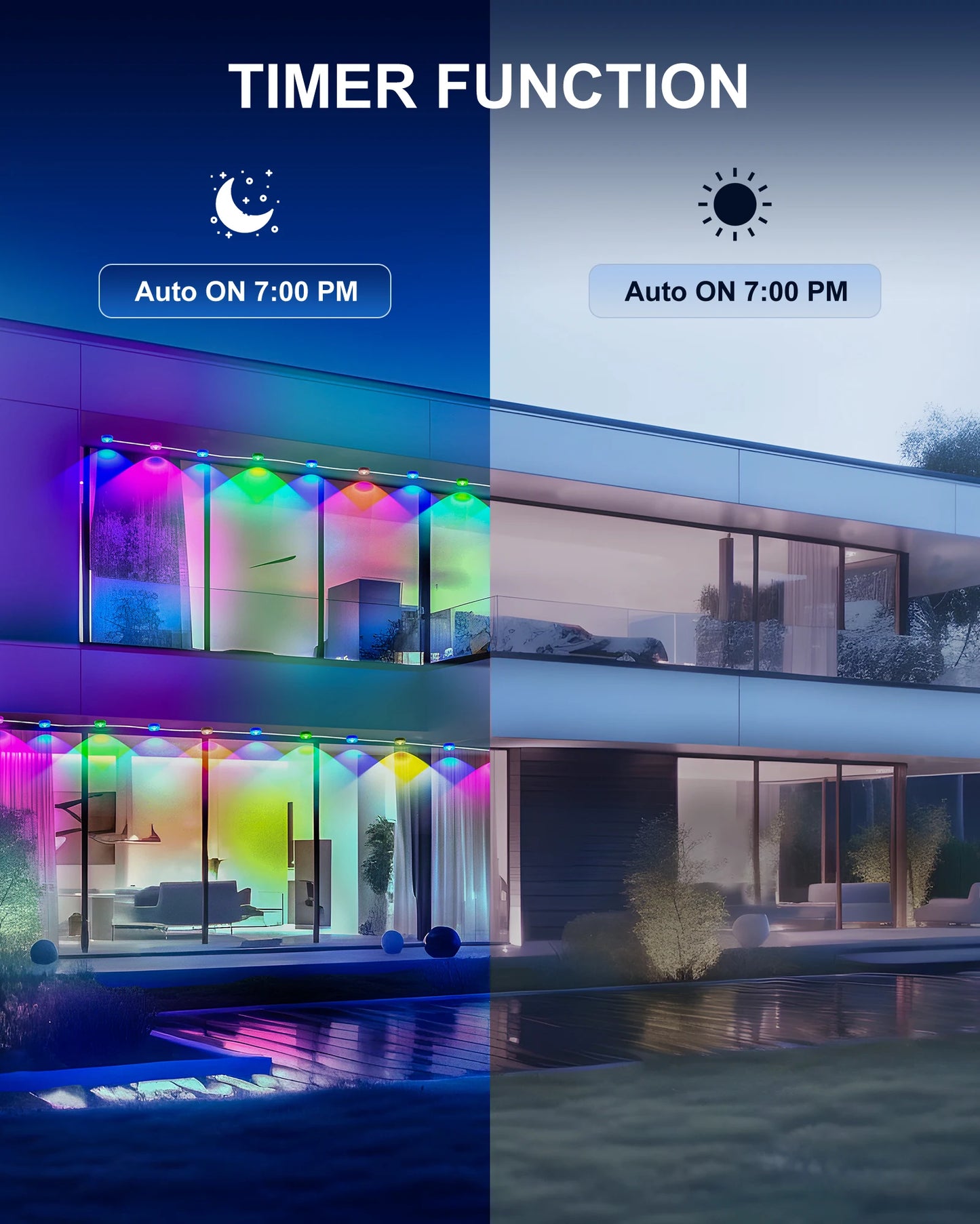 Aiopp Permanent Outdoor Lights RGBIC IP67 Waterproof 100 Scene Modes