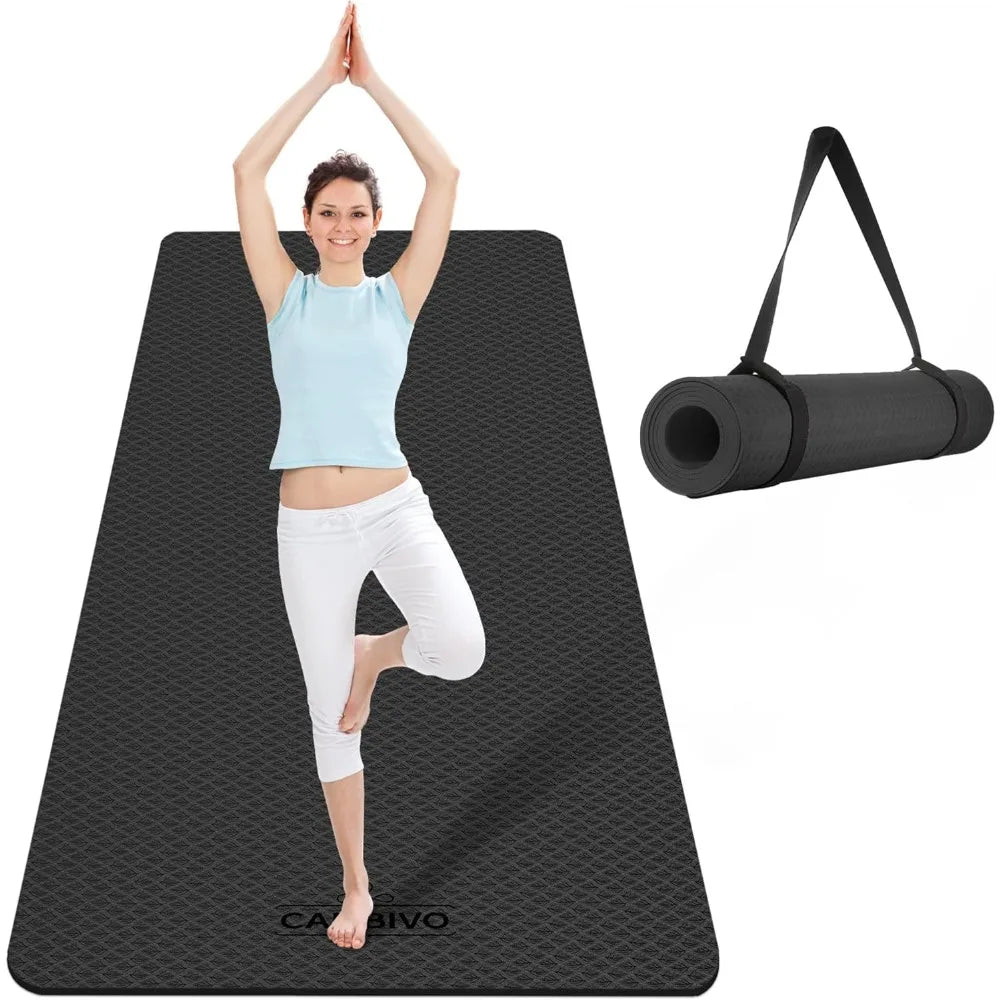 CAMBIVO TPE Yoga Mat Slip Resistant Extra Wide Workout