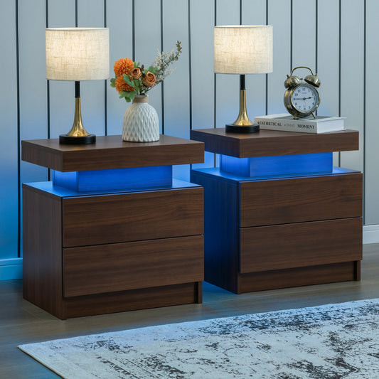 Cubehom LED Nightstand Set with Drawers for Bedroom