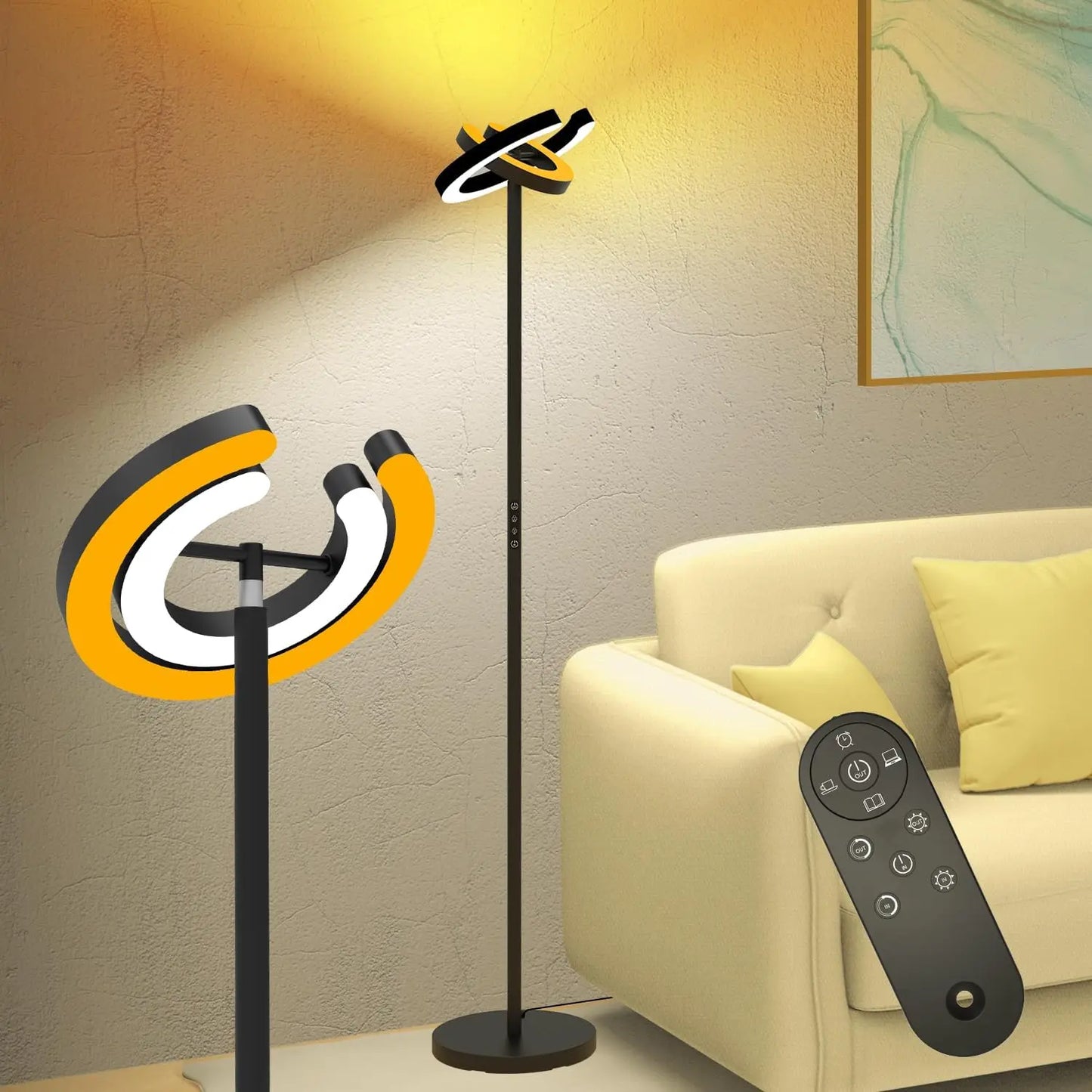 Aiopp Modern Standing LED Floor Lamp With Dual Rotatable Lights