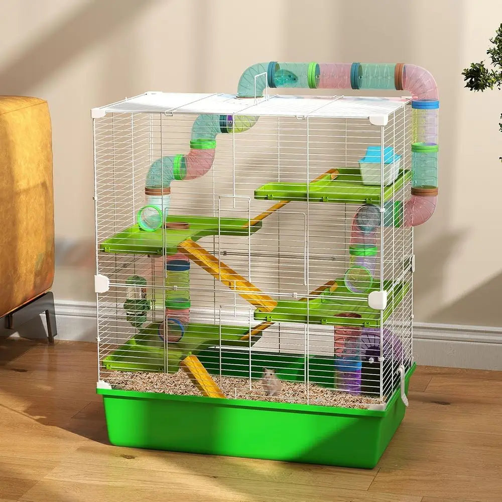 Multi Level Hamster Cage With Tubes Tunnels And Carry Handles