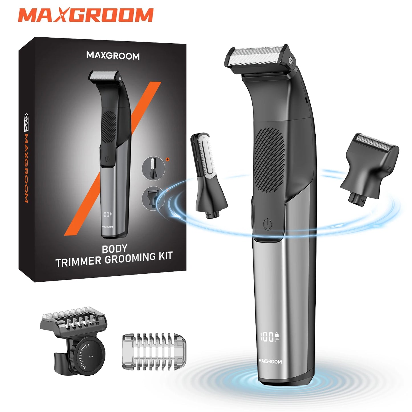 MAXGROOM 3 In 1 Body Hair Trimmer Shaver IPX6 Waterproof