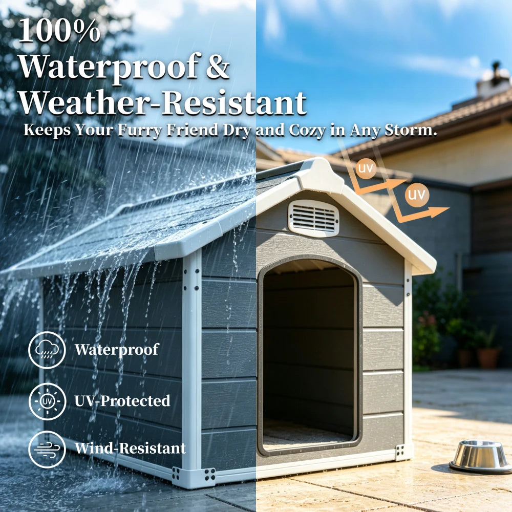 Dog House for Large Breeds, Outdoor Indoor Heavy Duty Pet House, Waterproof UV Protected, Scratch Resistant Double-Wall PP Board
