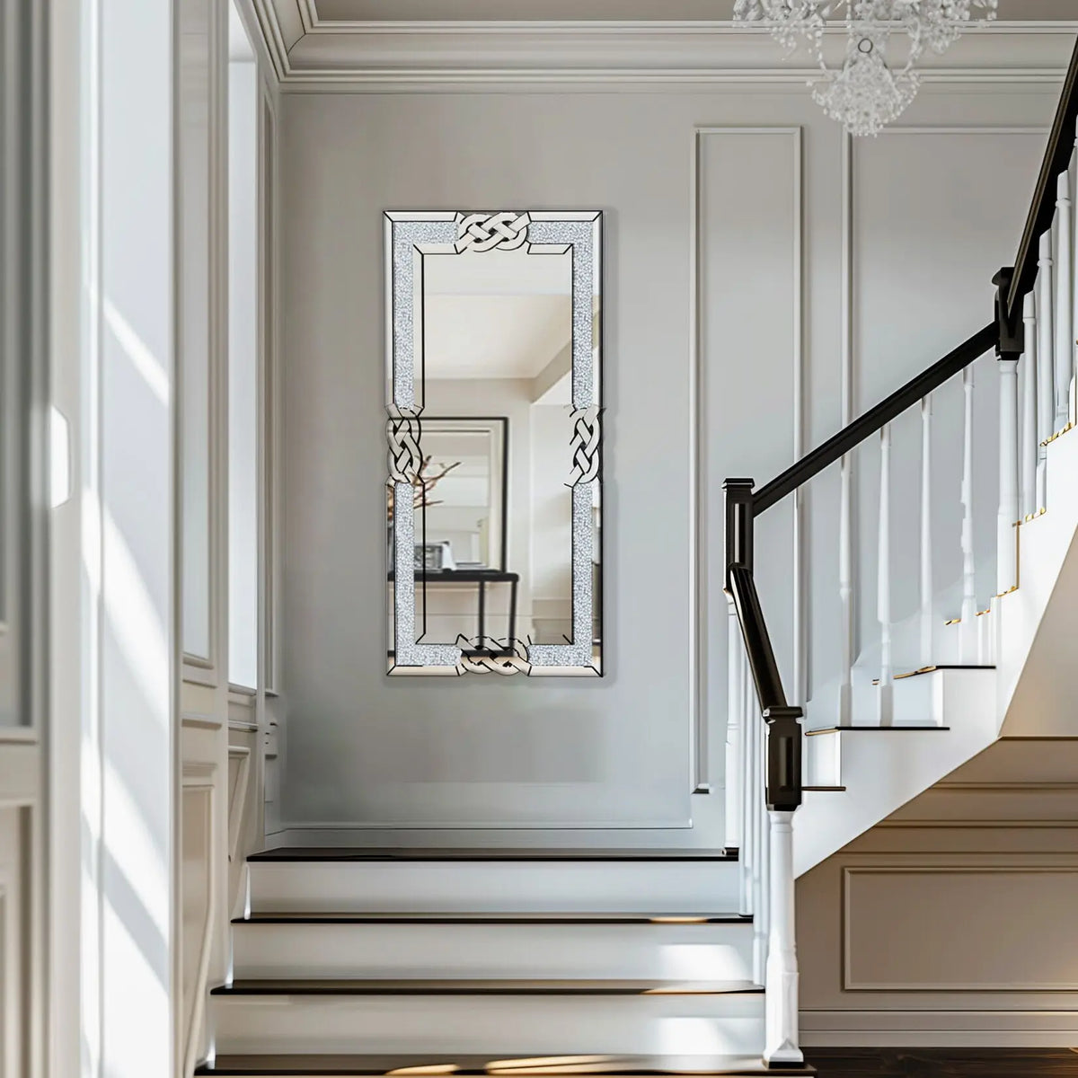 Wisfor Crushed Diamond Rectangular Wall Mirror For Modern Interiors