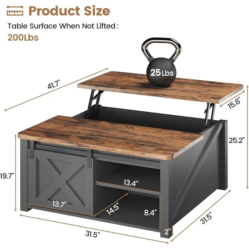 Farmhouse Lift Top Coffee Table With Hidden Storage