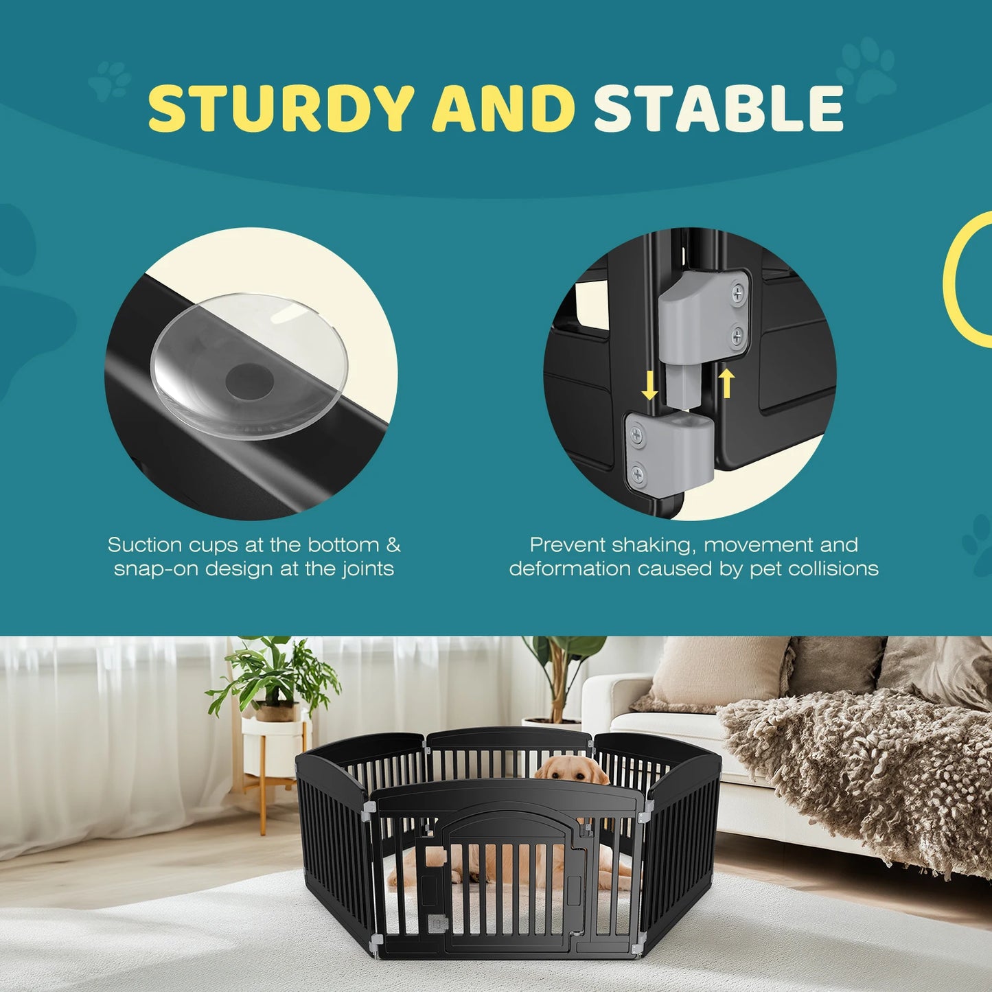 JHK Plastic Dog Playpen 6 Panel Expandable Fence Medium Dogs