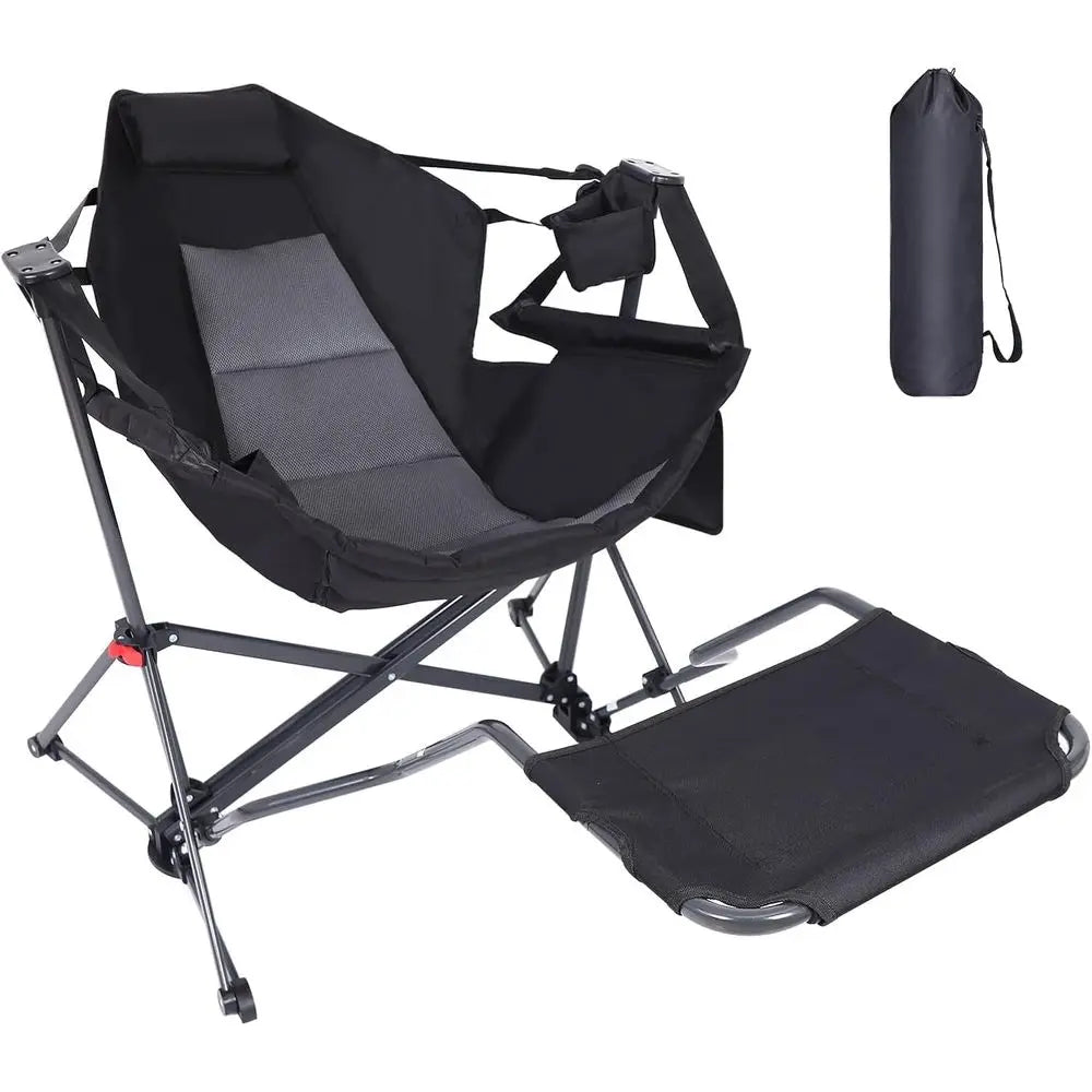 Portable Outdoor Hammock Chair with Stand, Removable Footrest, Carry Bag, and Cup Holder - Ideal for Camping, Hiking, Picnics, a
