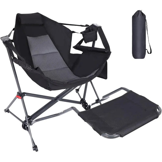 Portable Outdoor Hammock Chair with Stand, Removable Footrest, Carry Bag, and Cup Holder - Ideal for Camping, Hiking, Picnics, a