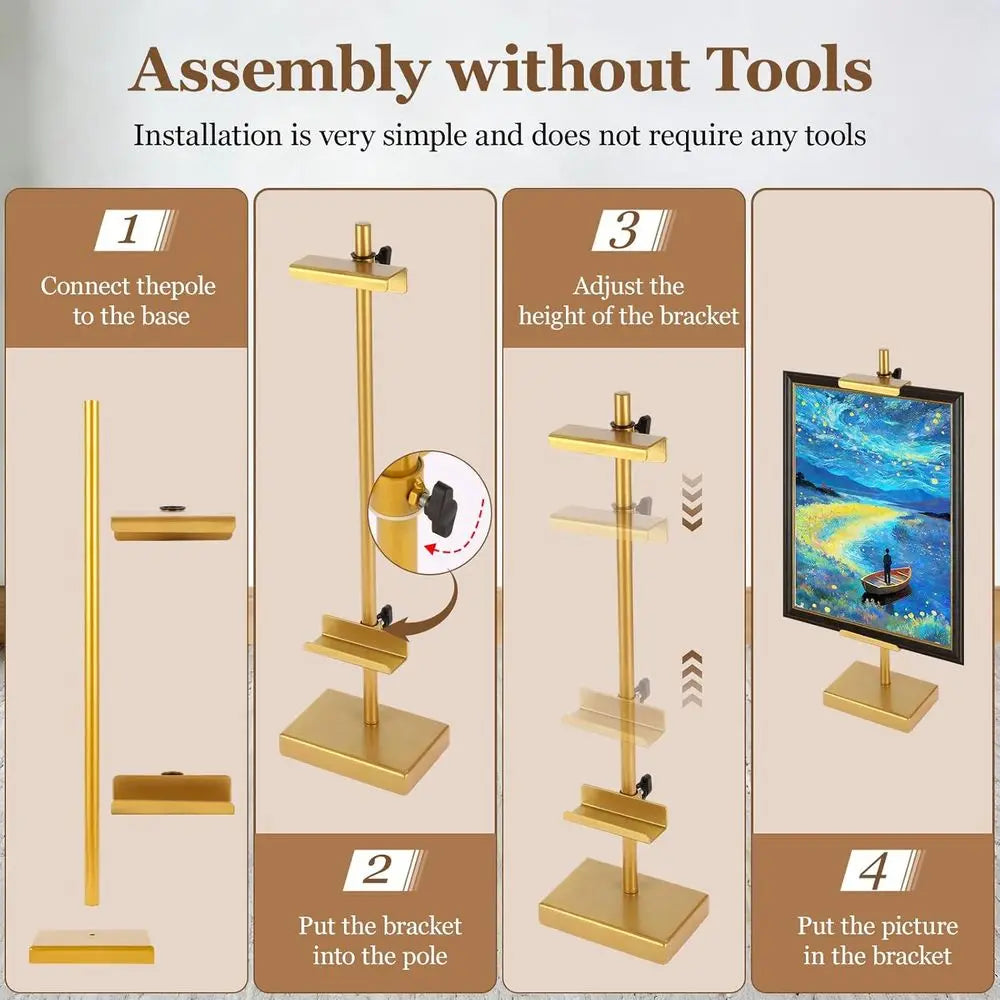Adjustable Tabletop Easel Stand, Gold Easel or Display | Steady and Elegant Picture Easels or Display, Adjustable Art Easel, Pic