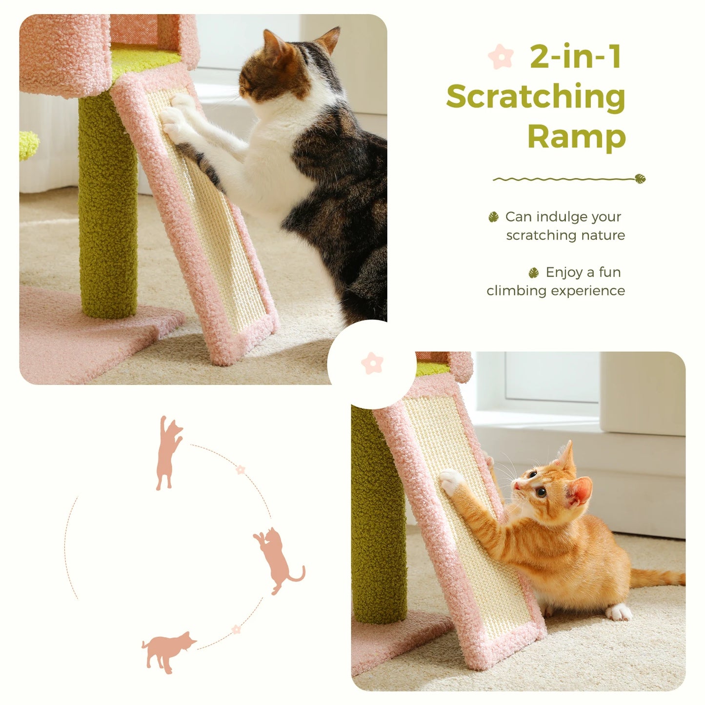 PAWZ Road Flower Cat Tree Tower With Sisal Scratching Posts