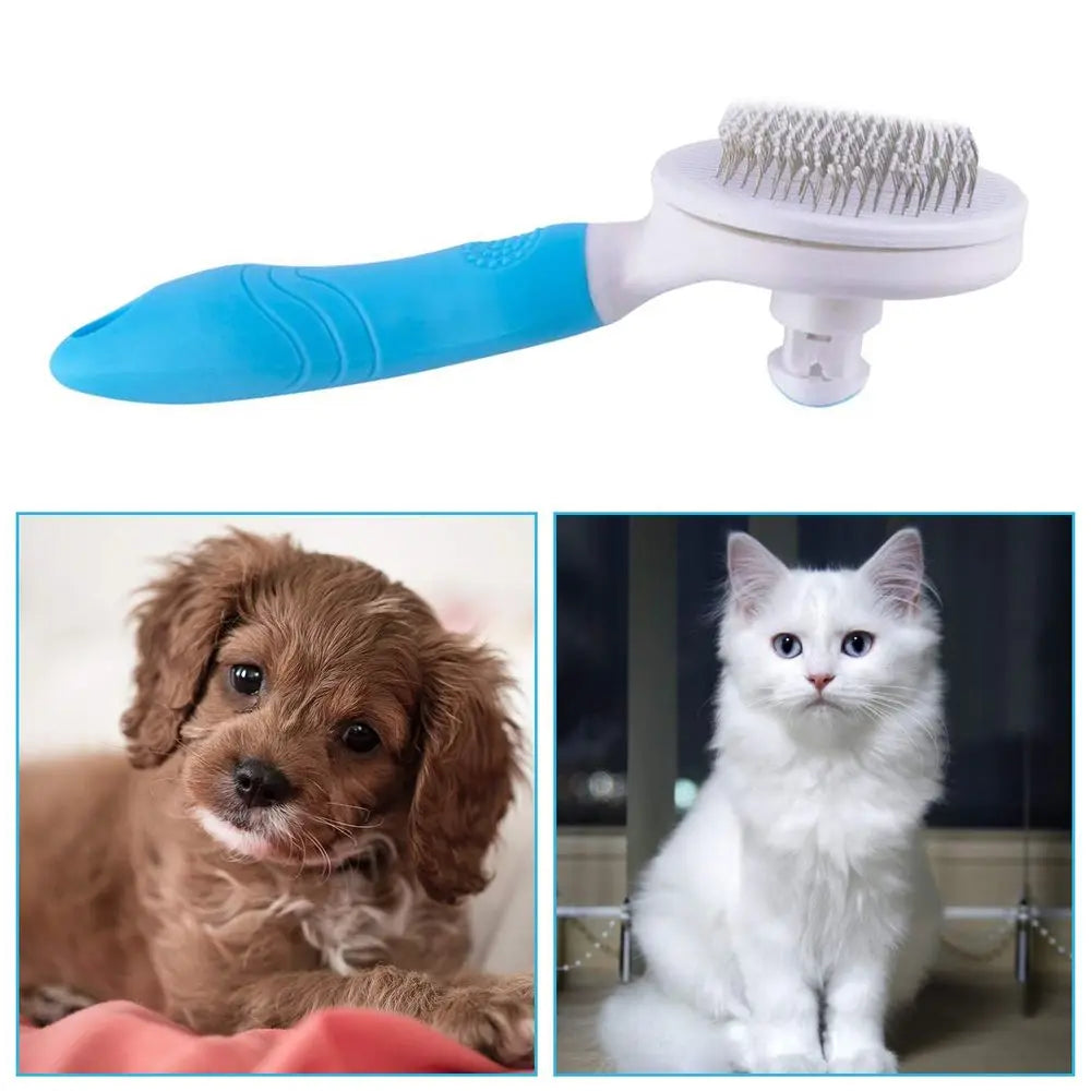 Cleaning Slicker Brush - Cat Skin-friendly Deshedding Grooming Massaging Tool for Long & Short Haired Pets, Easy Removes Underco