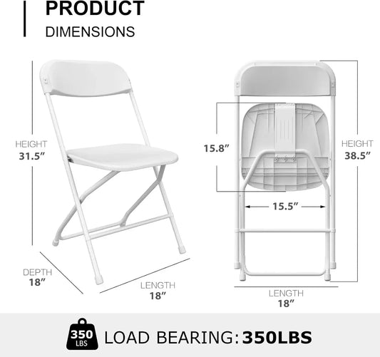Plastic Folding Chairs 20 Pack Stackable Steel Frame