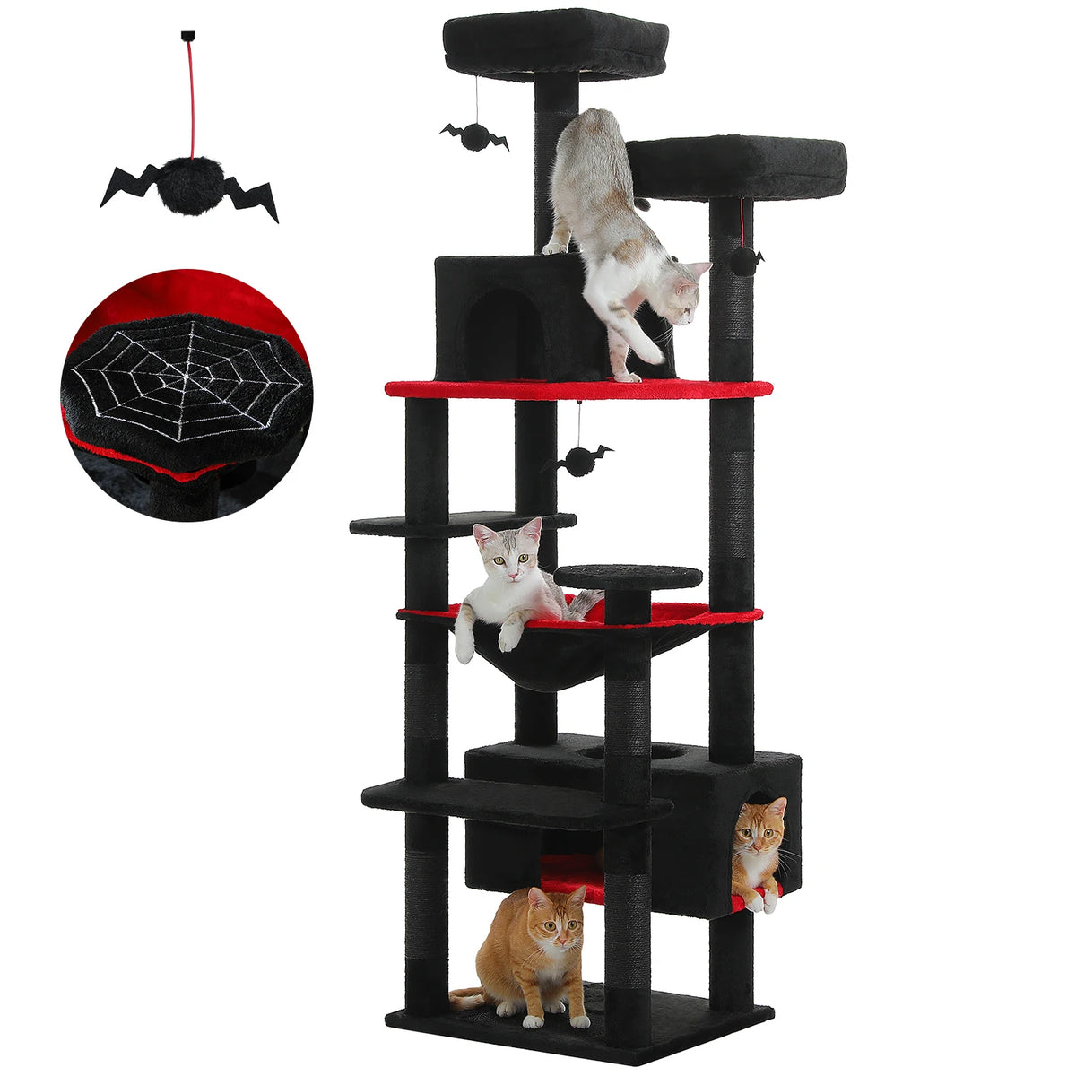 PEQULTI Multilevel Cat Tree Tower With Scratching Posts And Hammock