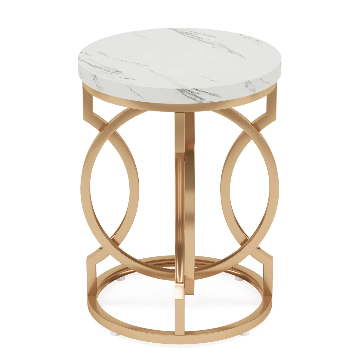 Tribesigns Modern Round End Table with Thick Wood Top, 20“ Side Table Cocktail Table with Unique O-Shaped Base