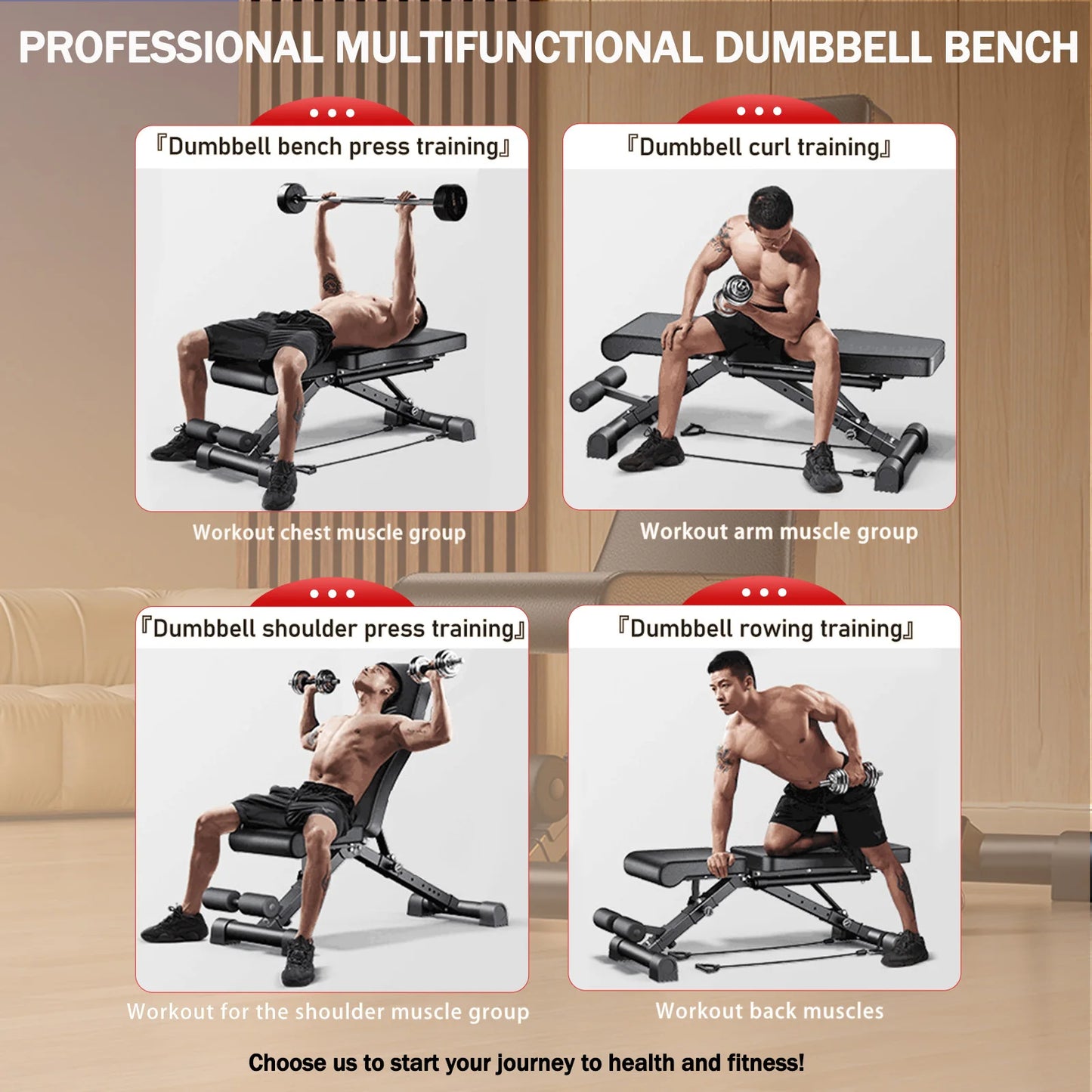 Weight Bench For Full Body Workout Adjustable Foldable 1000Lbs Capacity