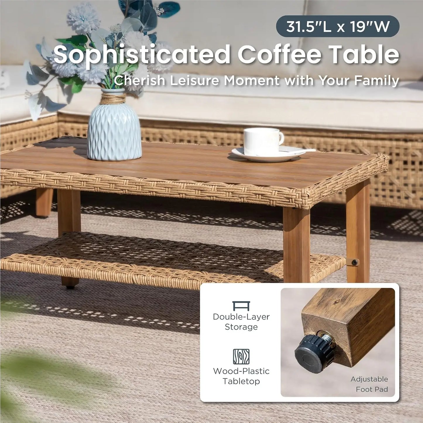 Contemporary Outdoor Sectional Wicker Patio Sofa Set