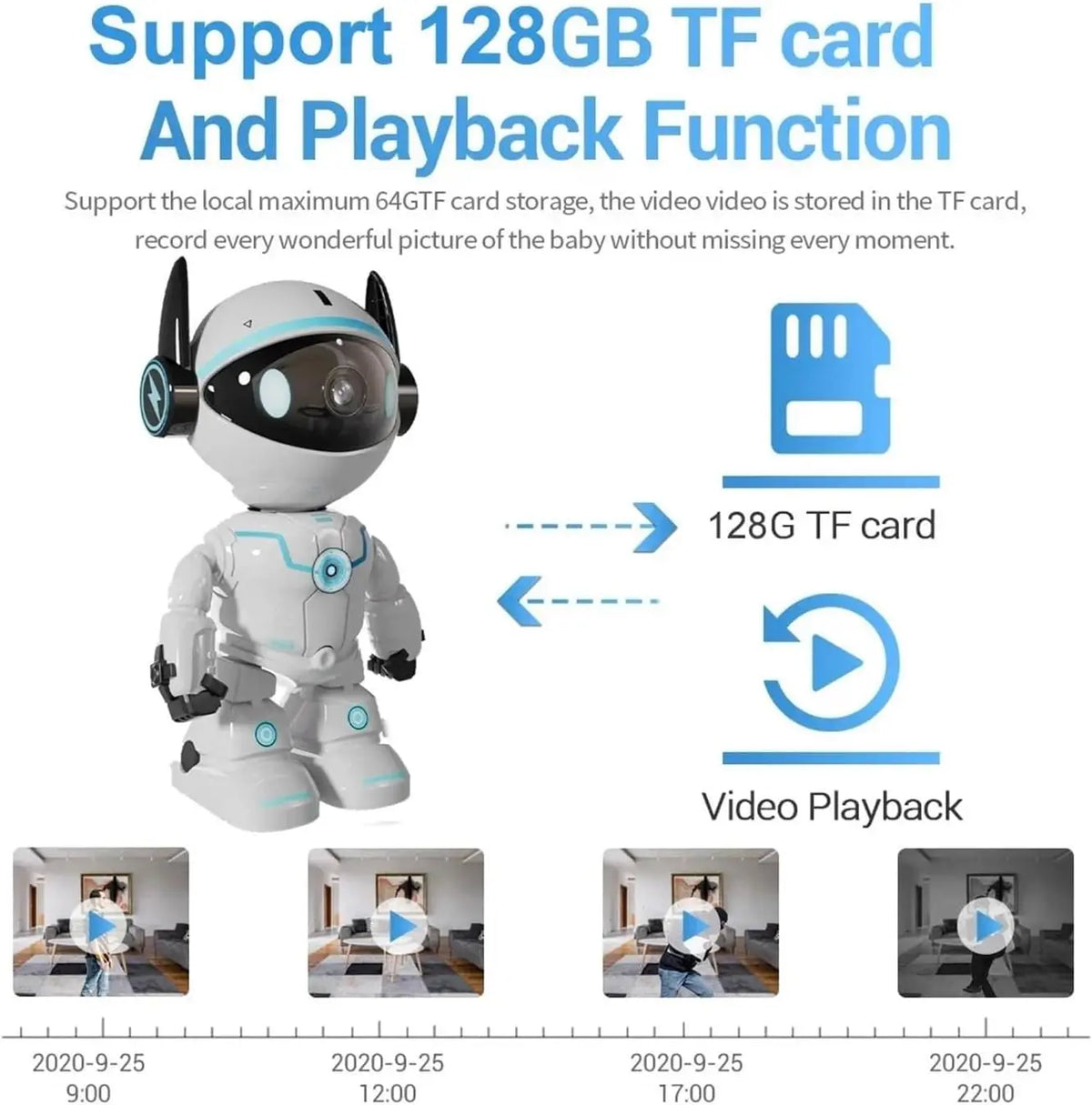 2K Robot WiFi Indoor Security Camera, Auto Tracking Two-Way Audio Night Vision, Home Baby Monitor with AI Motion Detection