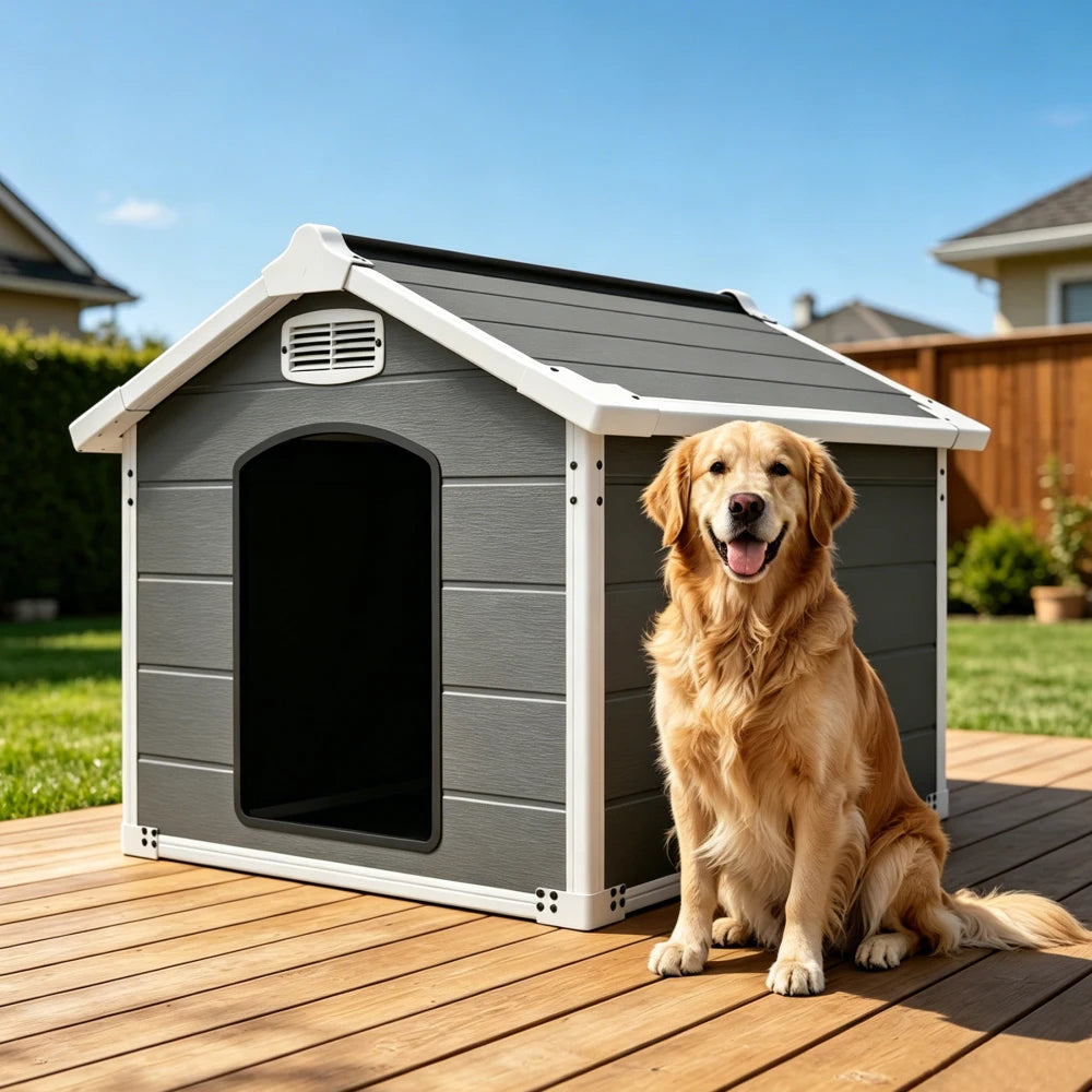 Dog House for Large Breeds, Outdoor Indoor Heavy Duty Pet House, Waterproof UV Protected, Scratch Resistant Double-Wall PP Board