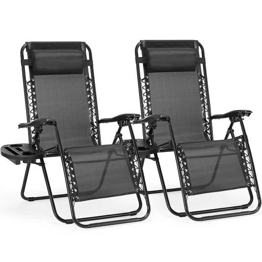 JHK Zero Gravity Portable Recliner Cup Holder Outdoor Patio