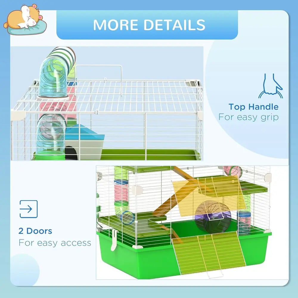 Multi Level Hamster Cage With Tubes Tunnels And Carry Handles